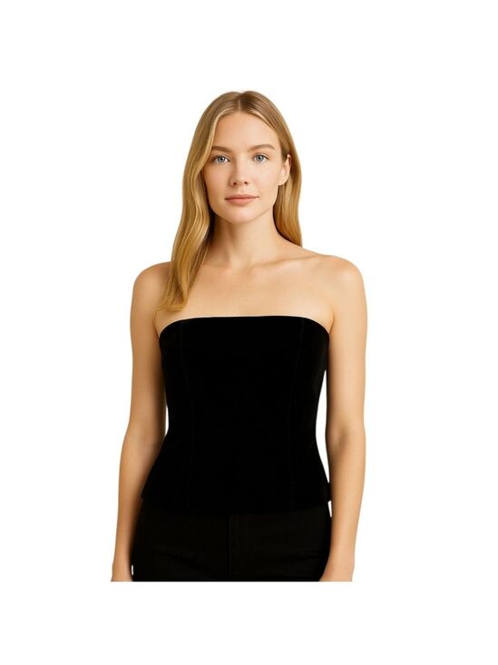 Ann Taylor Tops - Ann Taylor Black Velvet Strapless Bustier Top Women’s Size 8